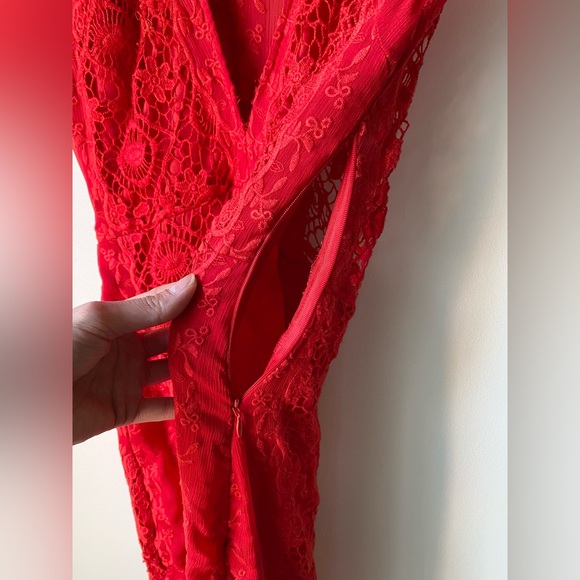 For Love & Lemon red crochet embroidery maxi dress - Picture 9 of 15